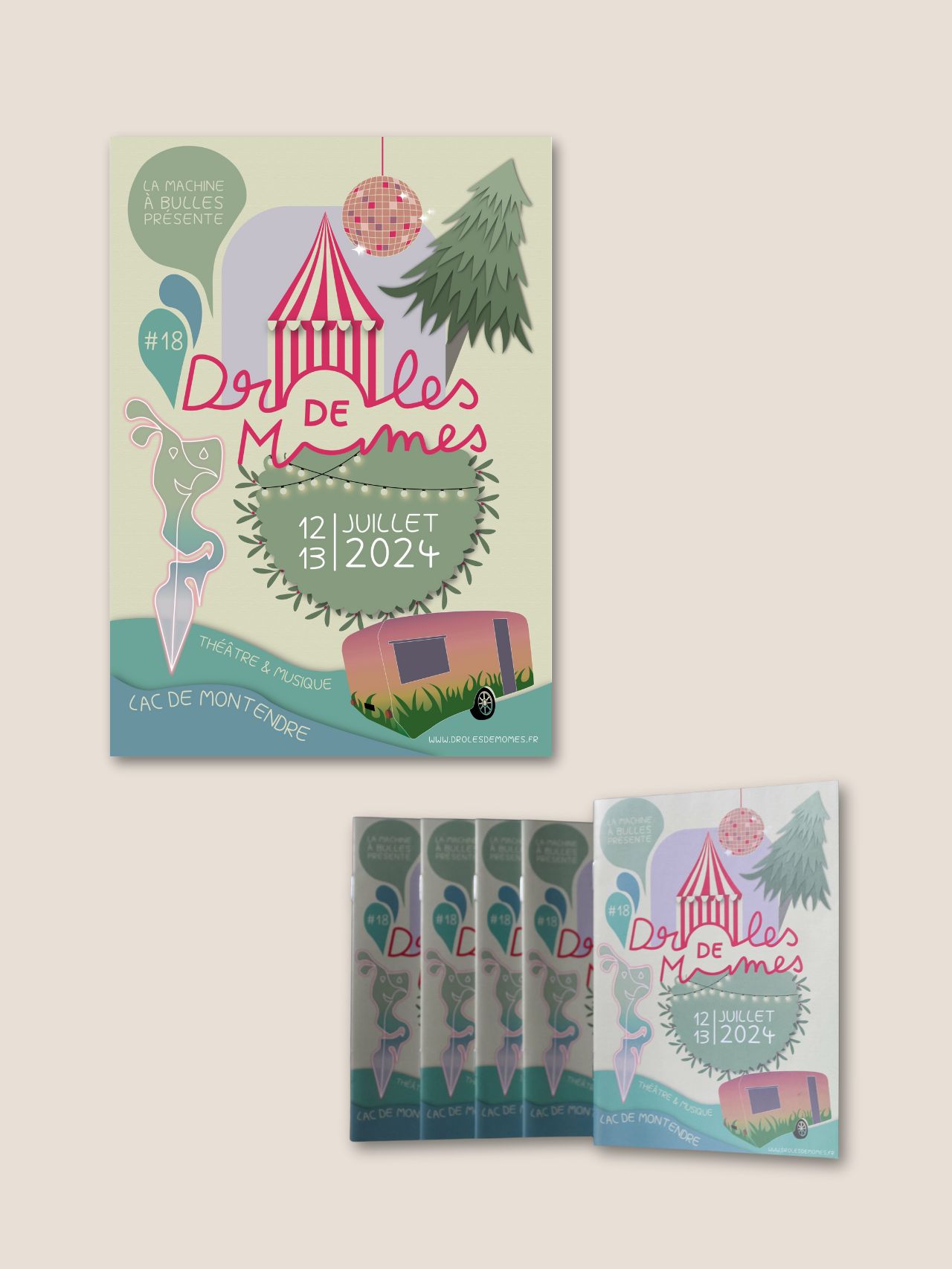 Affiche et flyer de la 18ème édition du festival Drôles de Mômes