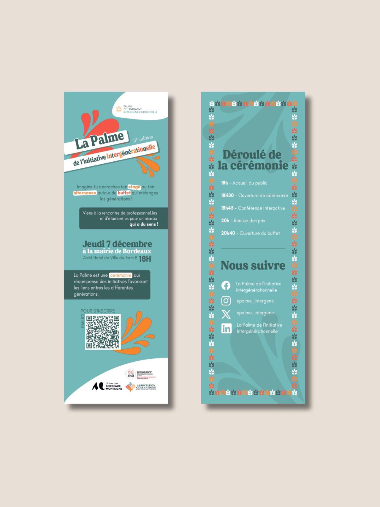 Marque-page de la 11ème édition de la Palme de l'Initiative Intergénérationnelle